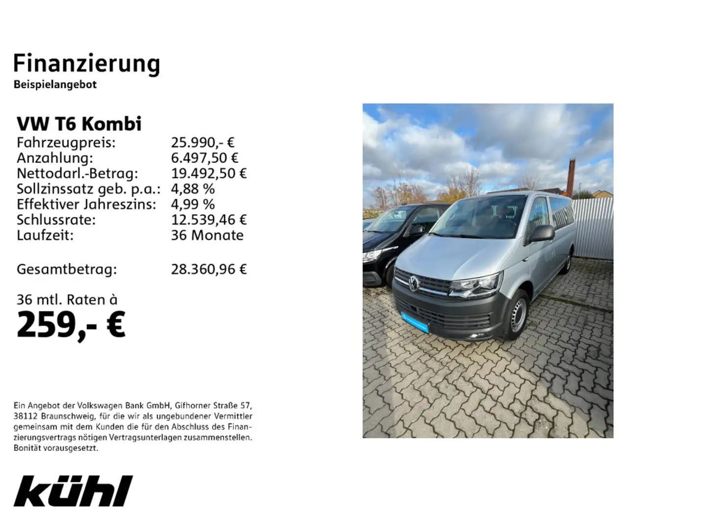 Volkswagen T6 Kombi 2.0 TDI 9. Sitzer Kombi Elektrik-Paket, Argent - 2