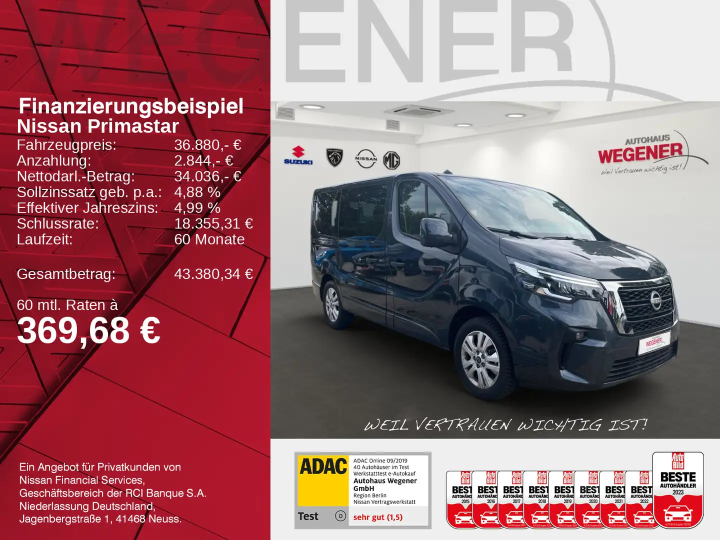 Nissan Primastar Kombi9 L1H1 2,8t KLIMA SHZ KAMERA NAVI Grau - 2