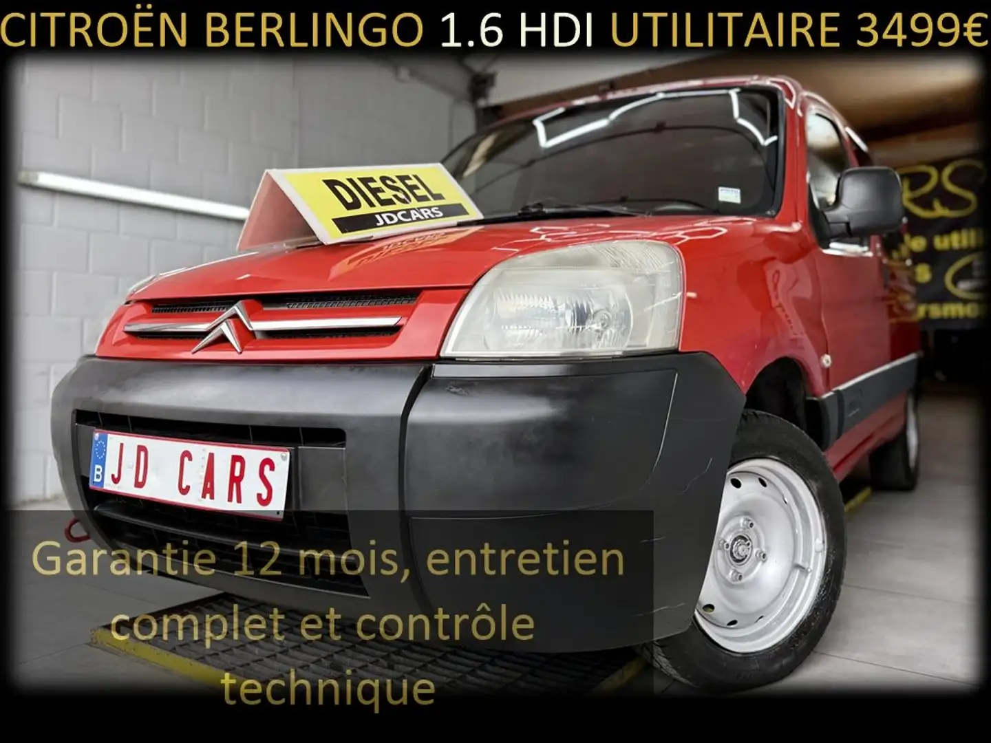 Citroen Berlingo 1.6 HDI UTILITAIRE ‼️GARANTIE 1AN CTOK‼️ Rouge - 1
