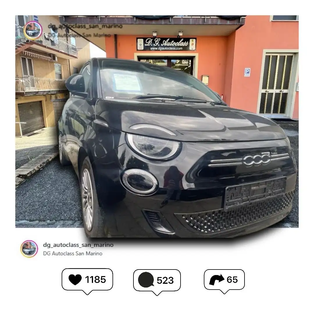 Fiat 500e ACTION 43kW LED/ASSIST/LANE/eCALL/”15 Noir - 1