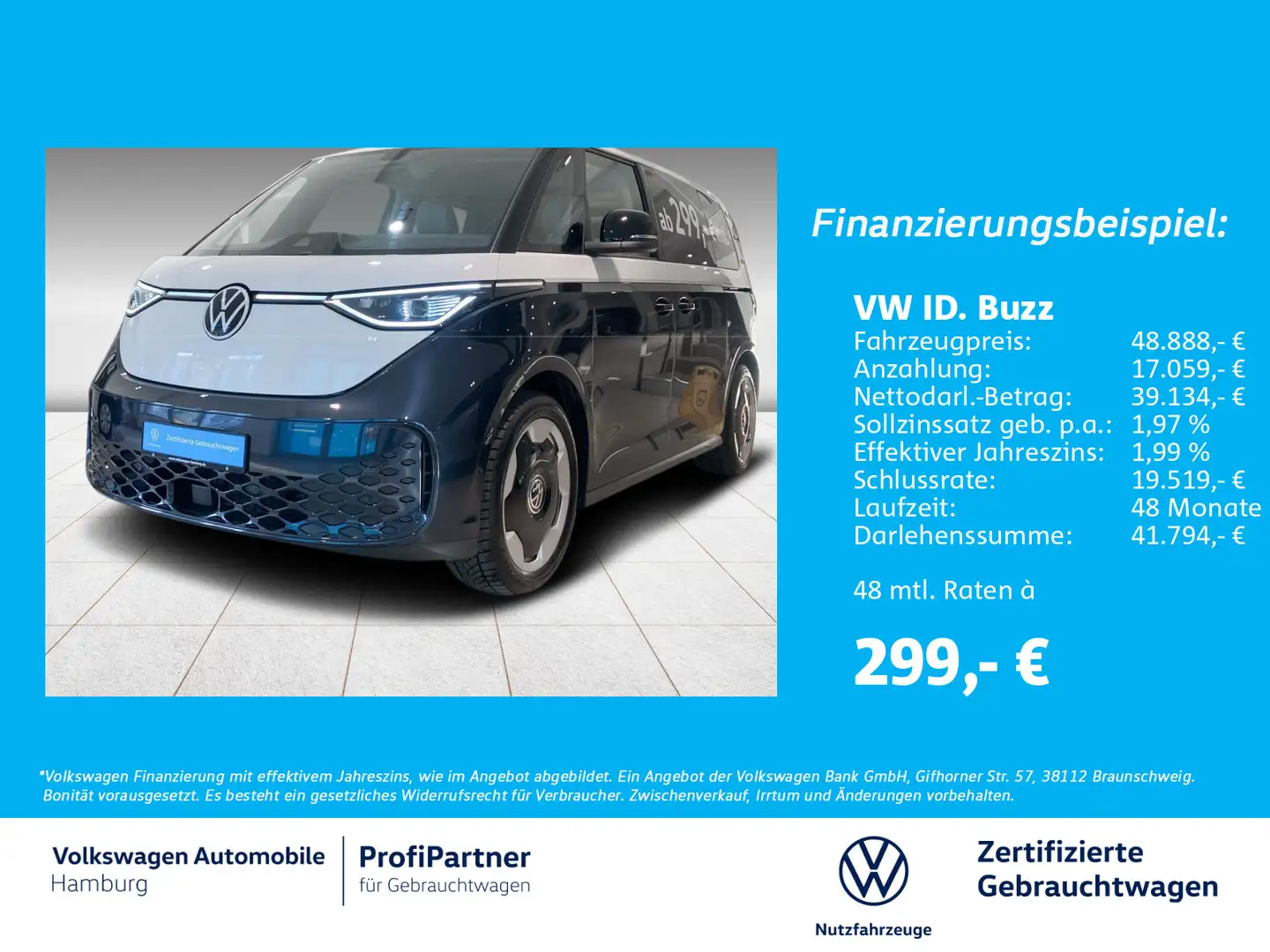 Volkswagen ID. Buzz ID.Buzz Pro 204 PS / 77 kW IQ.Light Kamera Navi Blanco - 1
