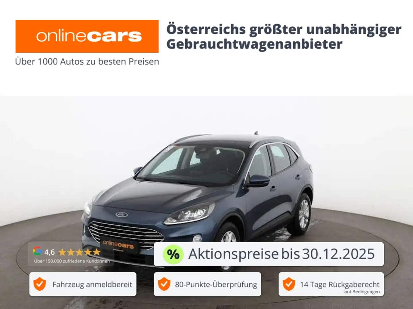 Ford Kuga 1.5 EcoBlue Titanium Aut LED NAVI R-CAM Blau - 1