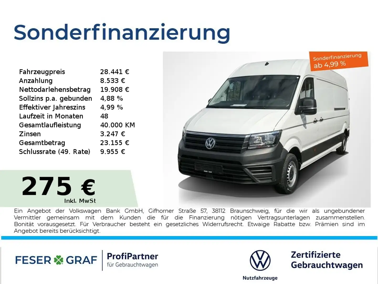 Volkswagen Crafter 2.0 TDI Kasten LR 2xSchiebetüre Rückfahrkamera Weiß - 1