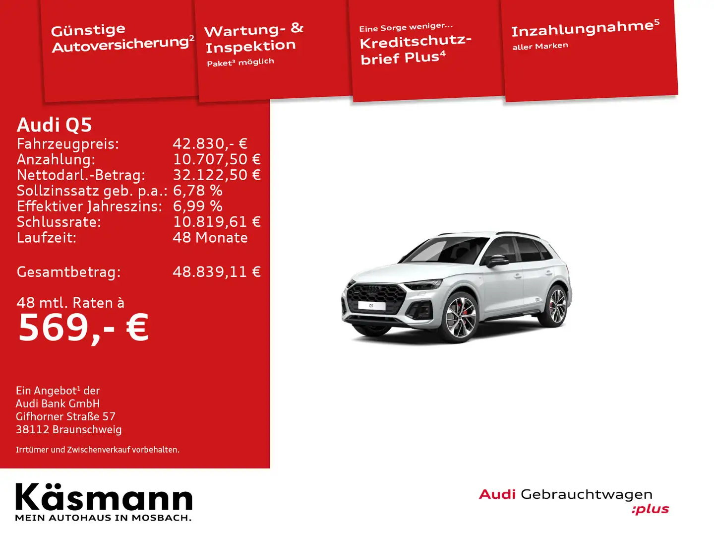Audi Q5 edition one 40TDI qu S line AHK MATRIX B&O Weiß - 1