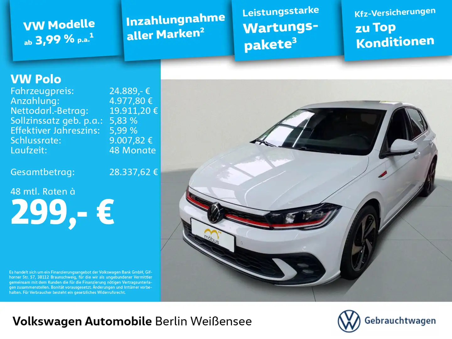 Volkswagen Polo 2.0 TSI GTI *DSG*APP*IQ.LIGHT*RFK* Weiß - 1