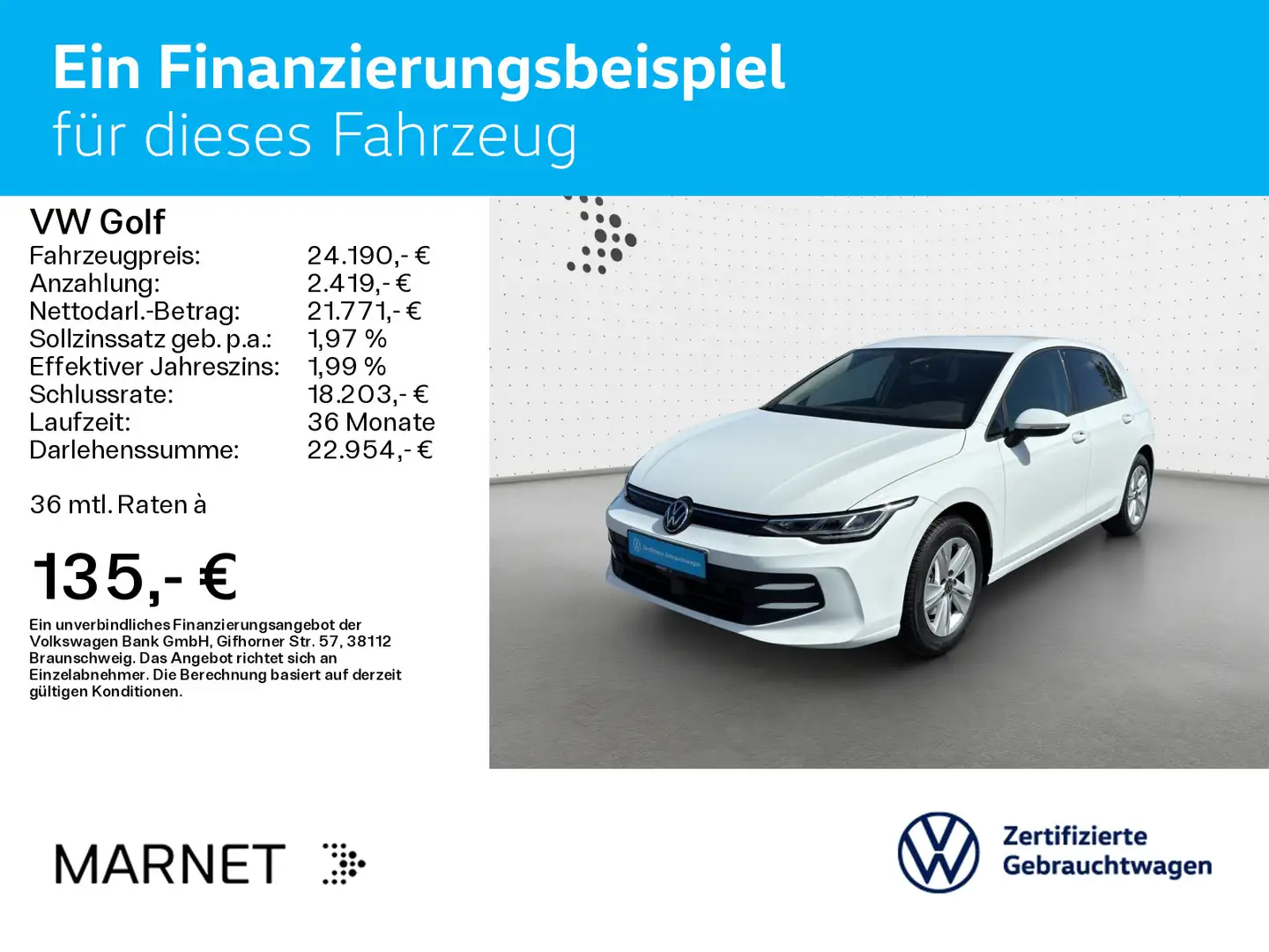 Volkswagen Golf VIII 1.5 TSI Life* LED* App-Connect* SHZ* A Weiß - 2