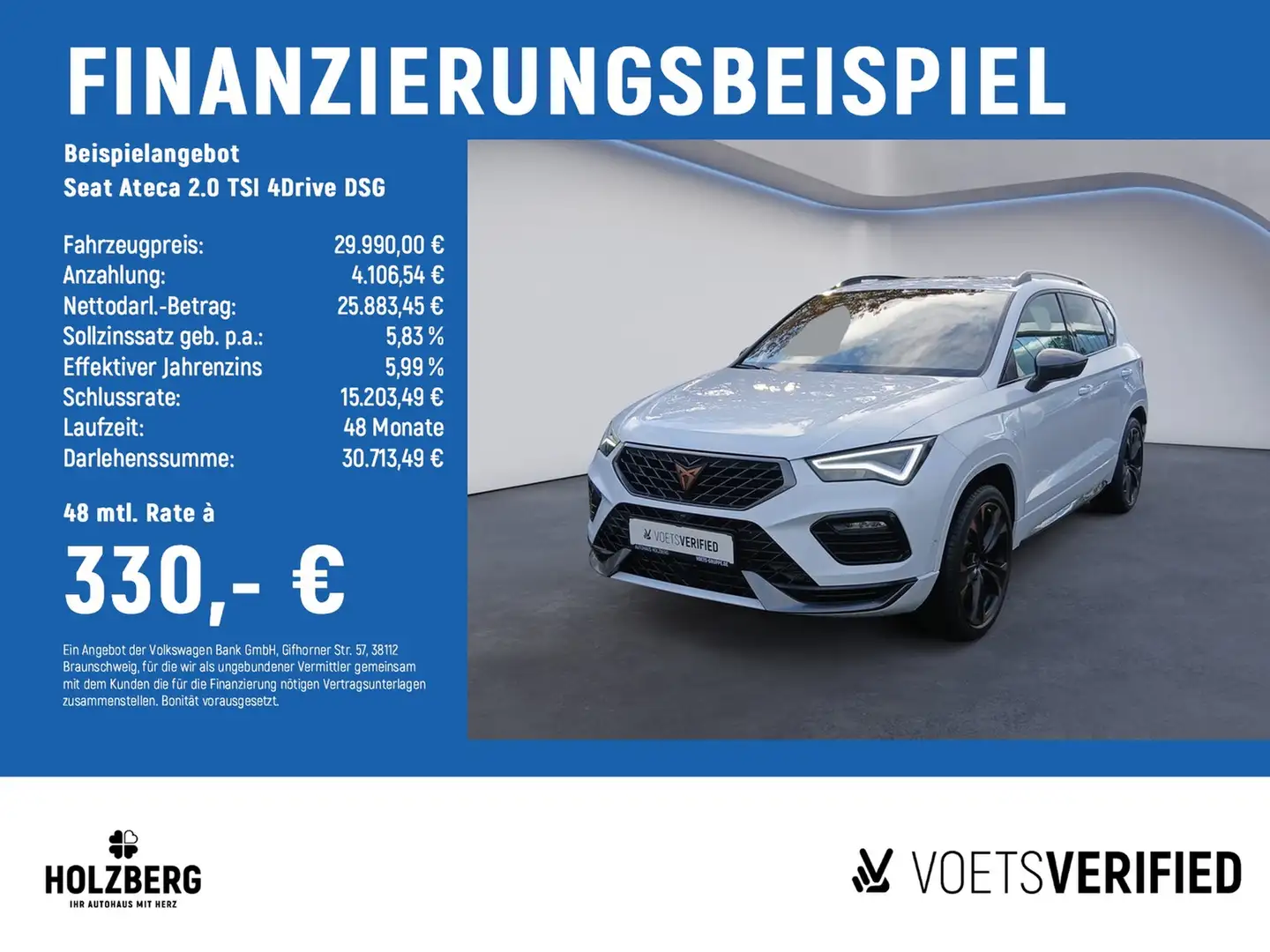 SEAT Ateca 2.0 TSI 4Drive DSG BEATS+PANO+ACC Weiß - 2