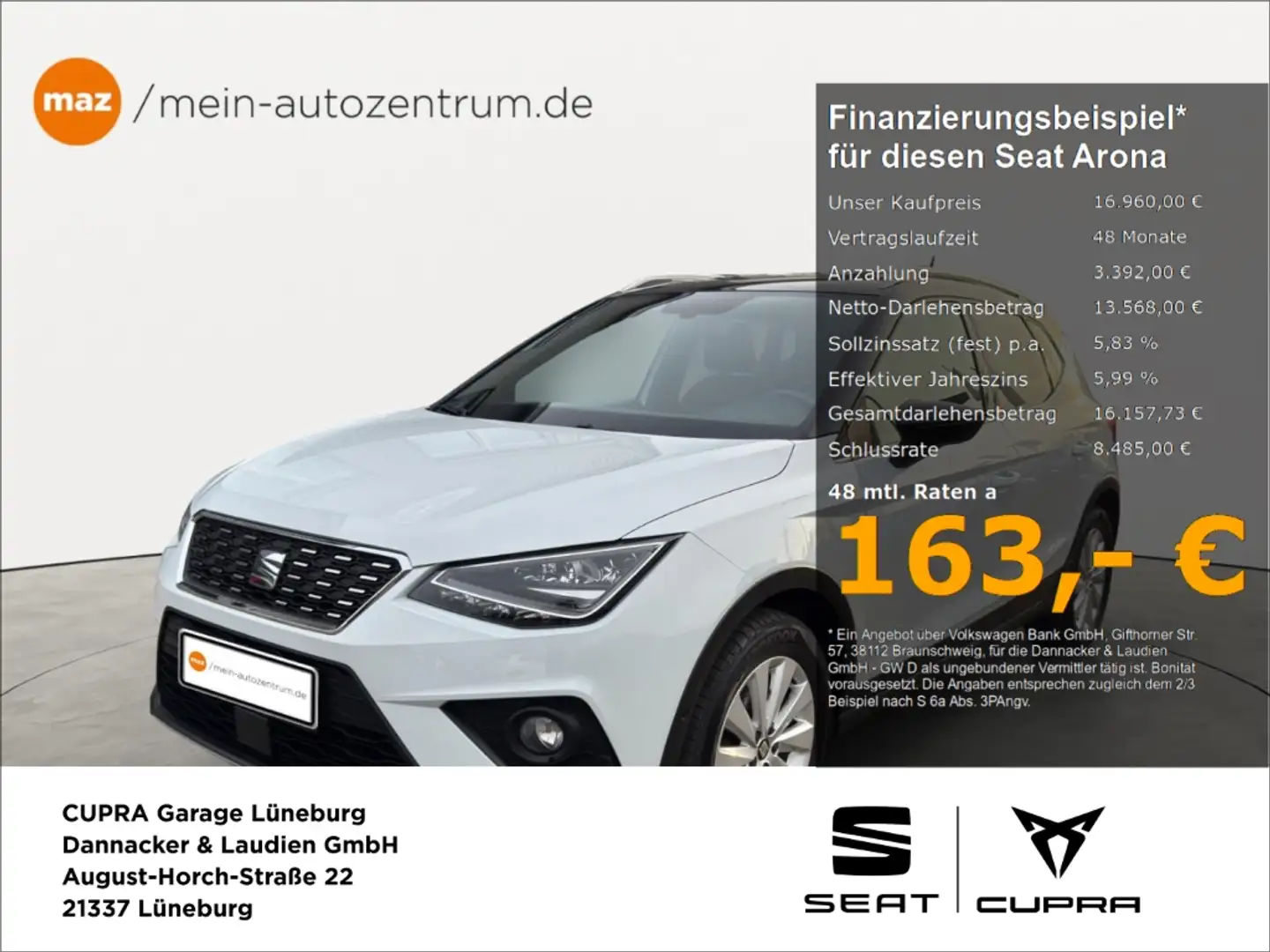 SEAT Arona 1.0 TSI Xcellence Alu LED Navi Kamera Sitzh. Full Weiß - 1