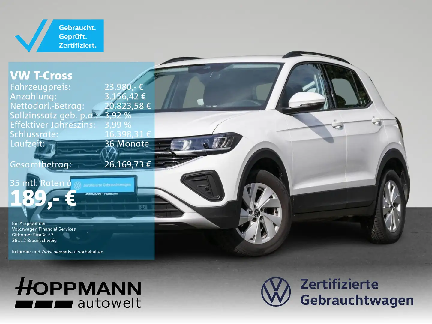 Volkswagen T-Cross 1.0 TSI AHK KAMERA LED App-Connect Weiß - 1