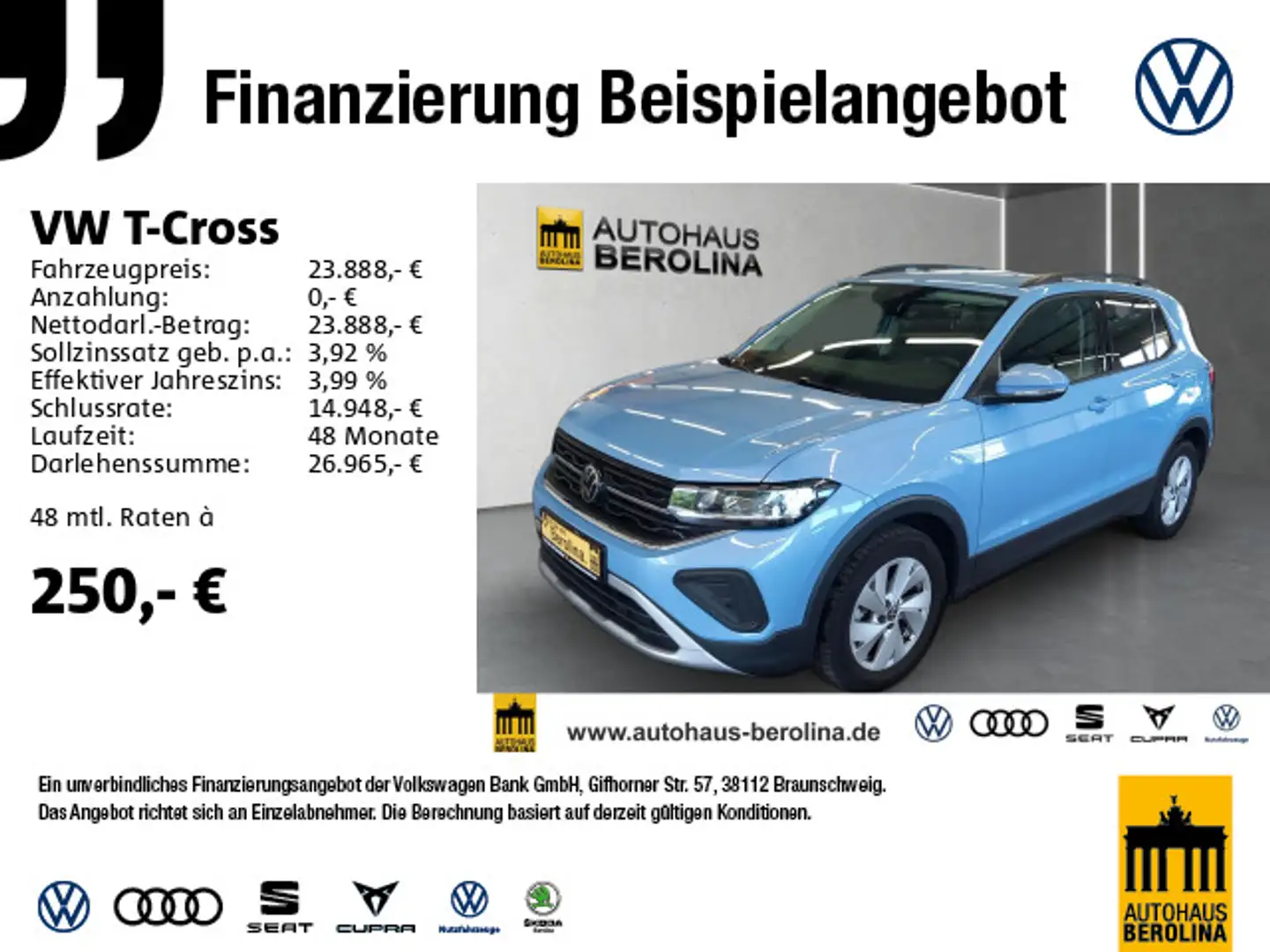 Volkswagen T-Cross 1.0 TSI Life DSG *NAVI*IQ.DRIVE*ACC*LED* Bleu - 1