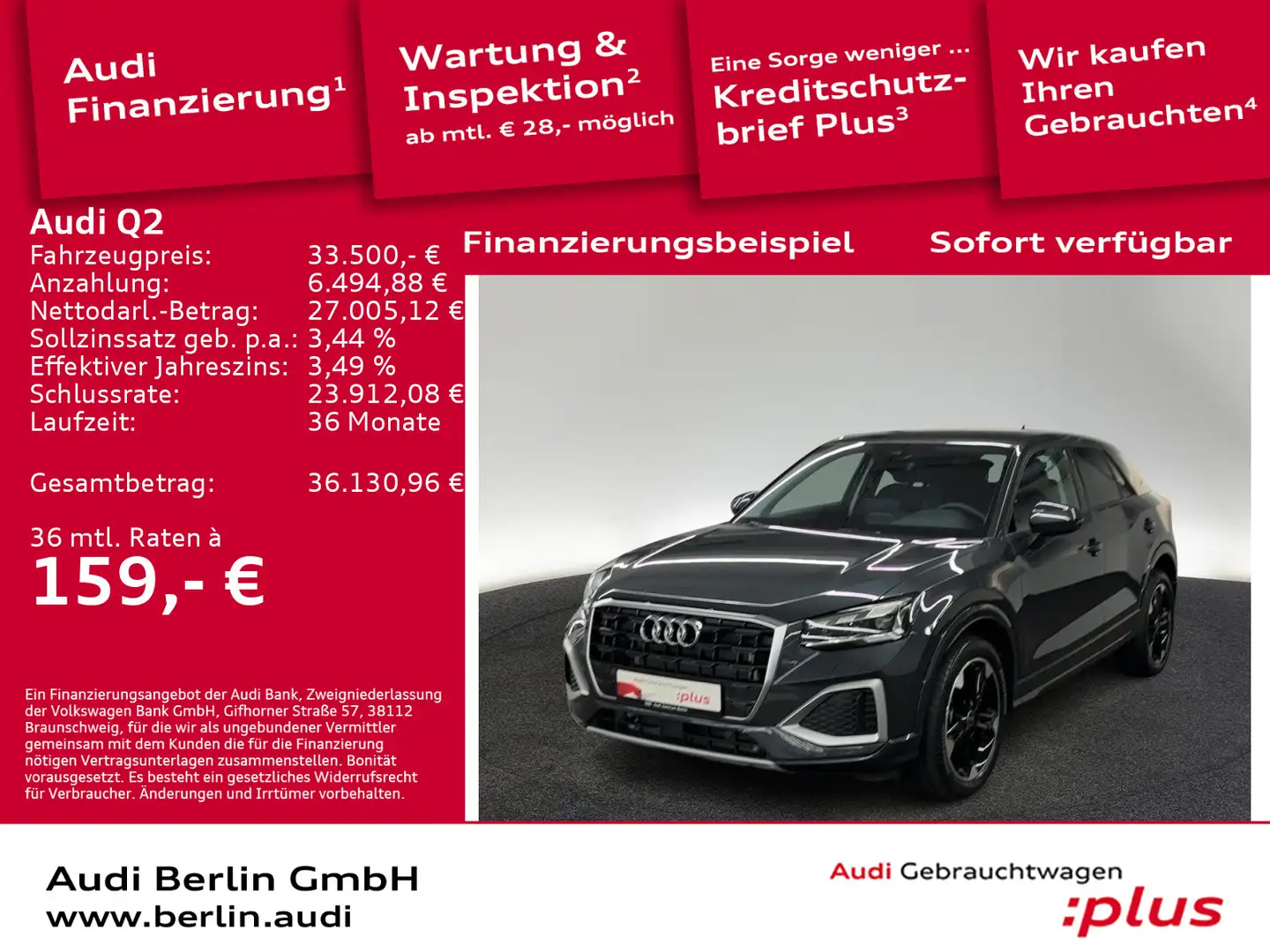 Audi Q2 Advanced 35 TFSI S tr. AHK MATRIX RFK NAVI VI Grau - 1