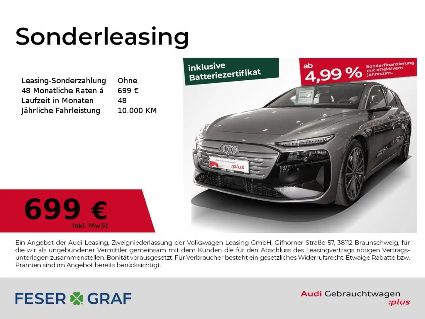 Audi A6 e-tron Avant performance,Matrix,AZV,Pano,B&O,Leder Grau - 1