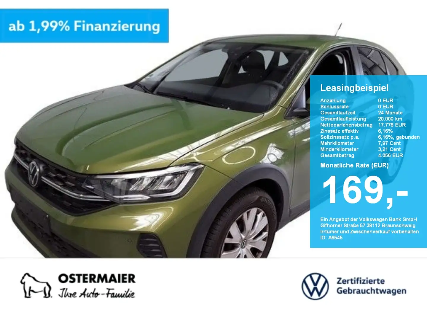 Volkswagen Taigo LIFE 1.0TSI 95PS 5J-G LED.SITZHZG.PDC.APP-C Grün - 1