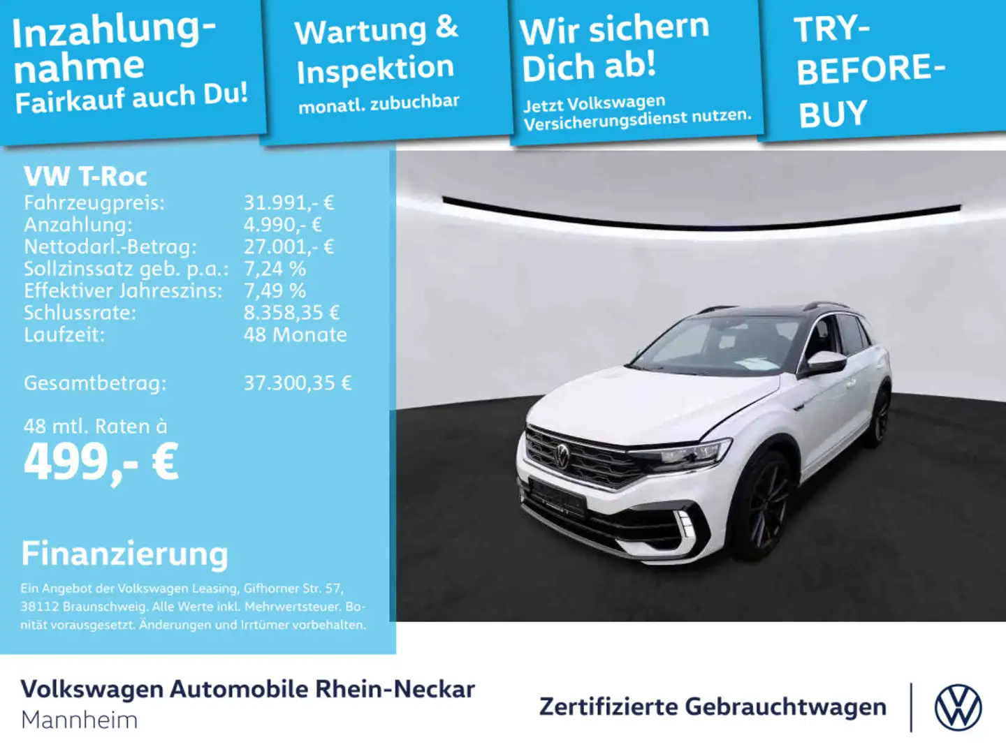 Volkswagen T-Roc 2.0 TSI R 4Motion Navi Pano Beats Kamera u Weiß - 1