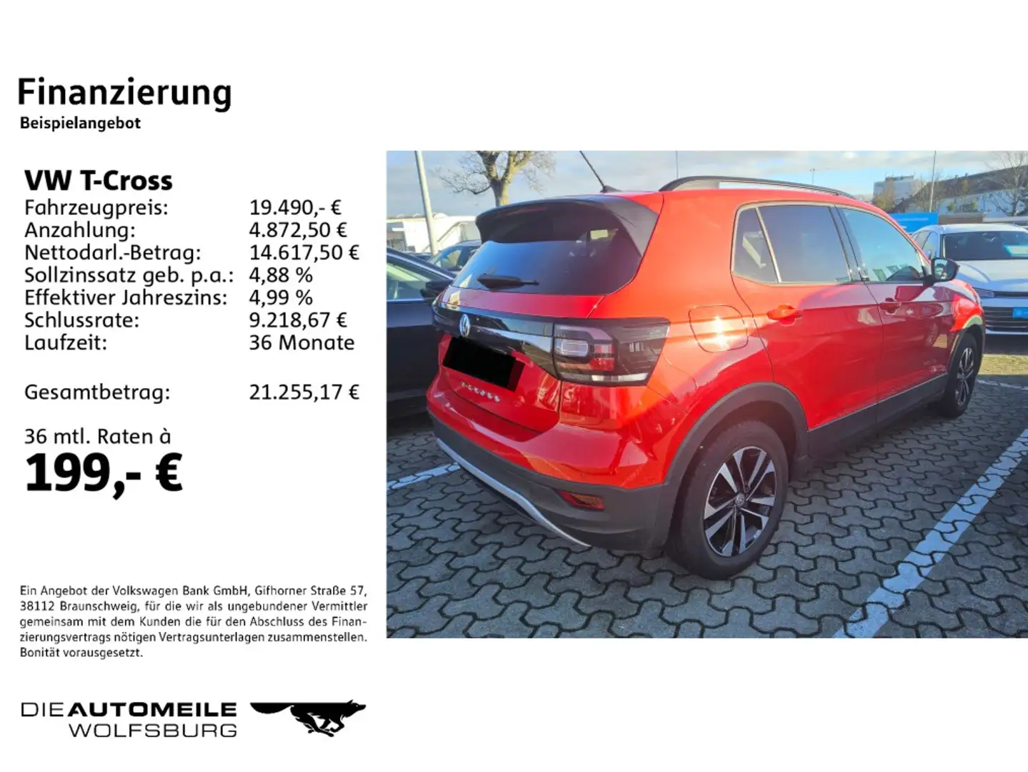 Volkswagen T-Cross 1.0 TSI United ACC/Einparkhi/Multilenk Rot - 2