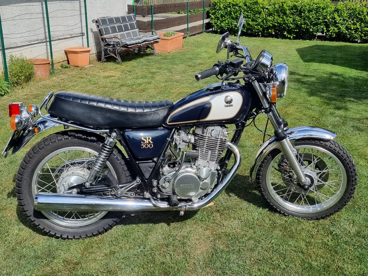 Yamaha SR 500 48T, 34 PS sucht neues Zuhause Blau - 1