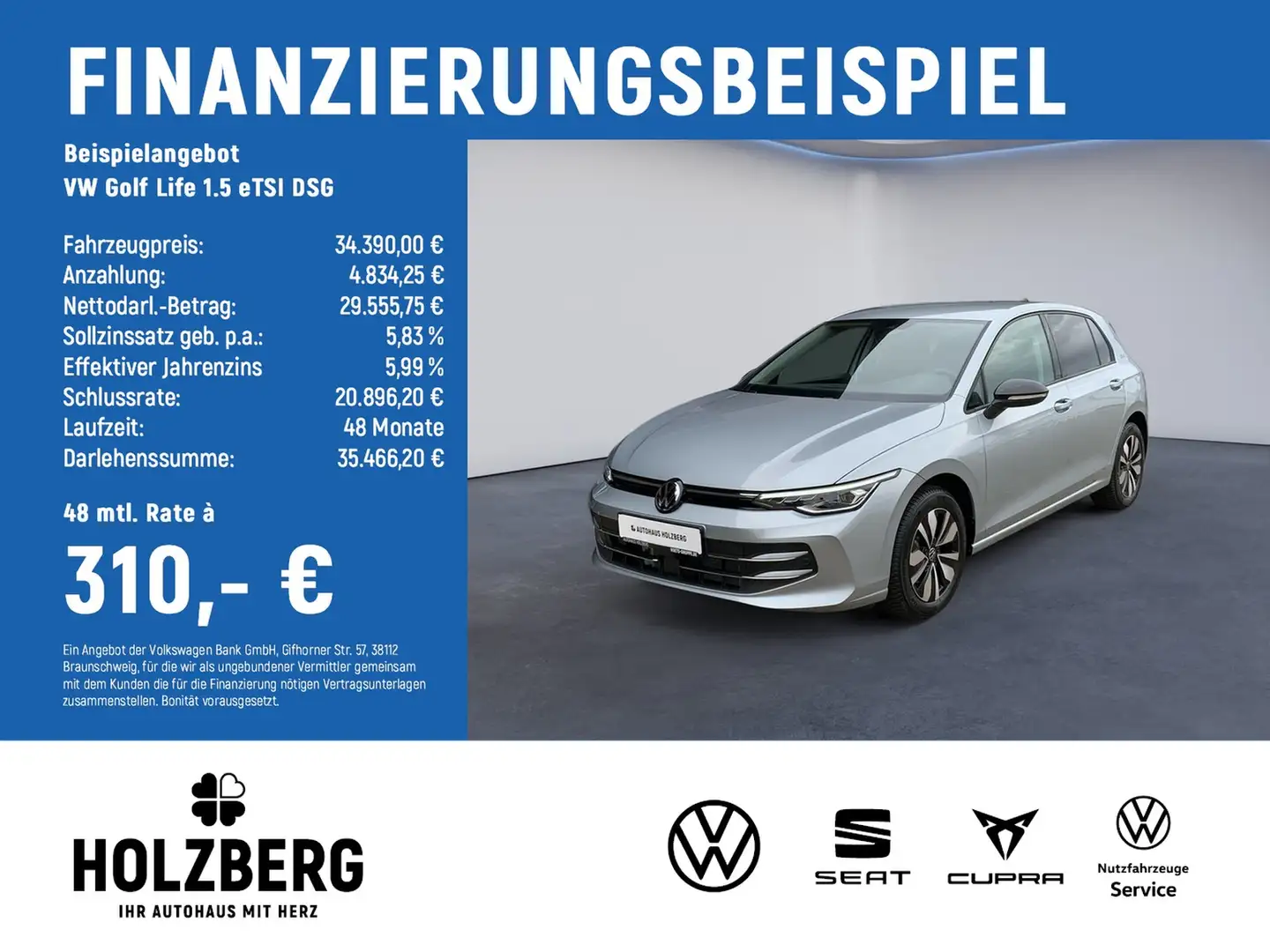Volkswagen Golf Life 1.5 eTSI DSG AHK+RFK+LED Silber - 2