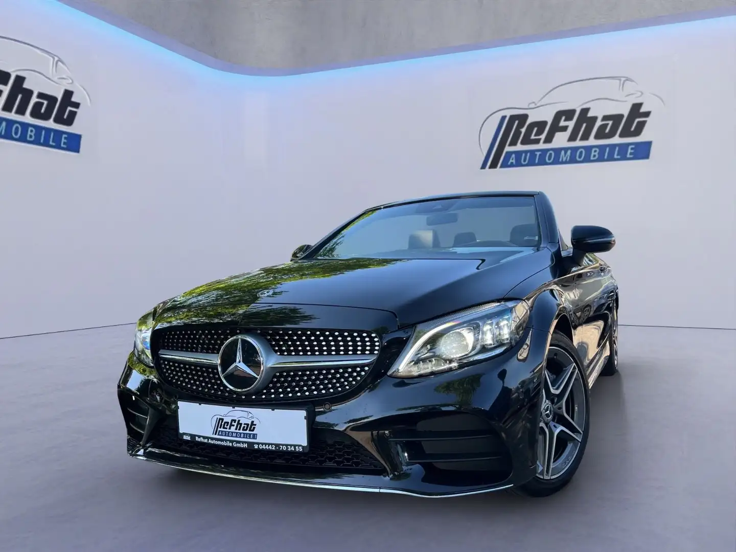 Mercedes-Benz C 180 Cabrio AMG*K-GO*AMBIE*MULTIBEAM*SPUR*1-HAND Schwarz - 1