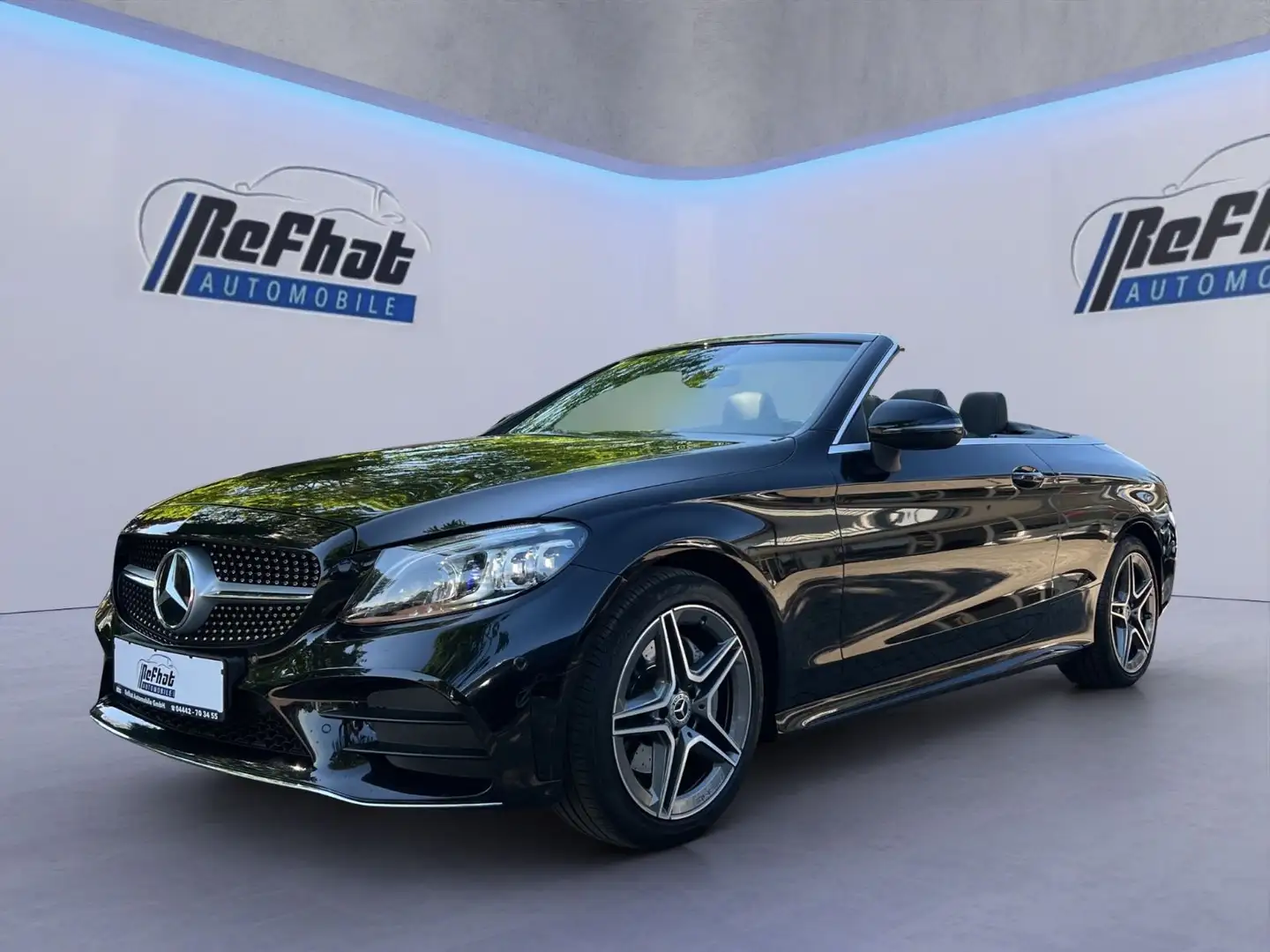 Mercedes-Benz C 180 Cabrio AMG*K-GO*AMBIE*MULTIBEAM*SPUR*1-HAND Schwarz - 2