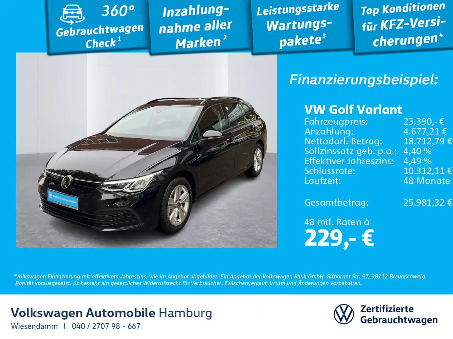 Volkswagen Golf Variant Golf VIII Variant 1.0 eTSI DSG Life ACC/NAVI/LED Noir - 1