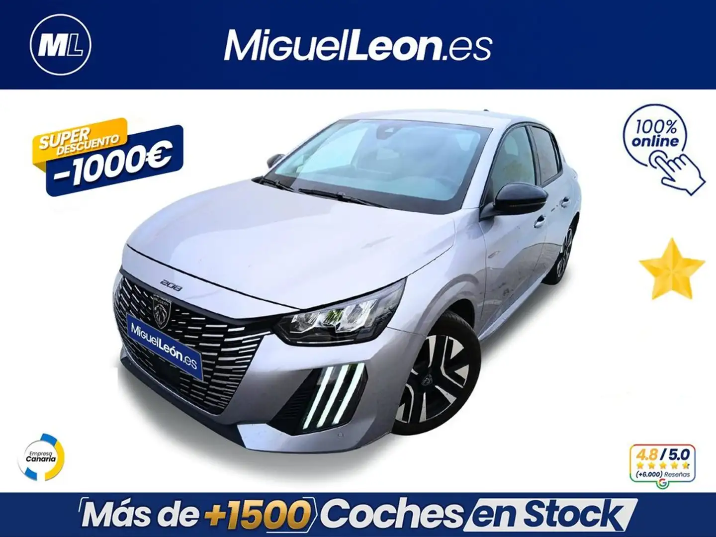 Peugeot 208 Allure Gasolina 100 S&S 6 Vel. MAN Gris - 1