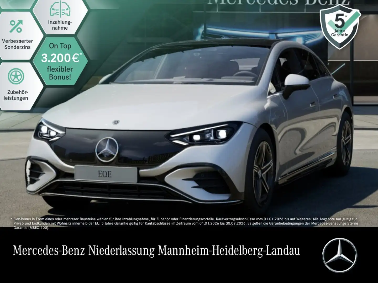 Mercedes-Benz EQE 350 AMG Fahrass WideScreen Pano Burmester HUD Silber - 1
