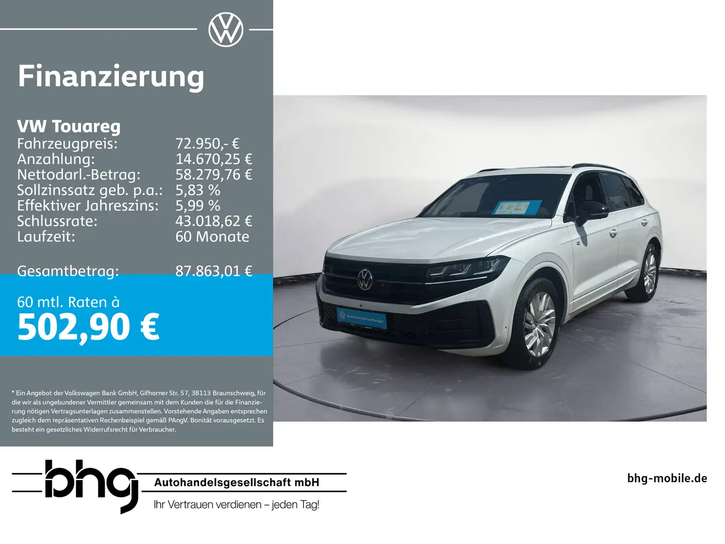 Volkswagen Touareg TDI R-Line AHK Adaptivfahrwerk HUD Pano Weiß - 1