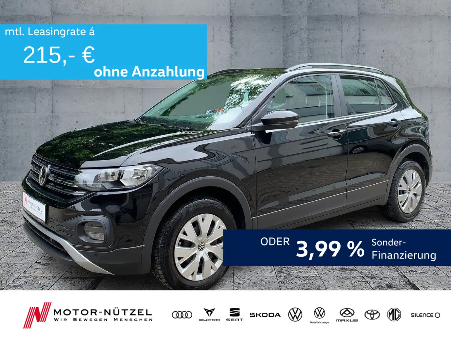 Volkswagen T-Cross 1.0 TSI ACC+2xPDC+SHZ+APP+MFL+KLIMA Schwarz - 1