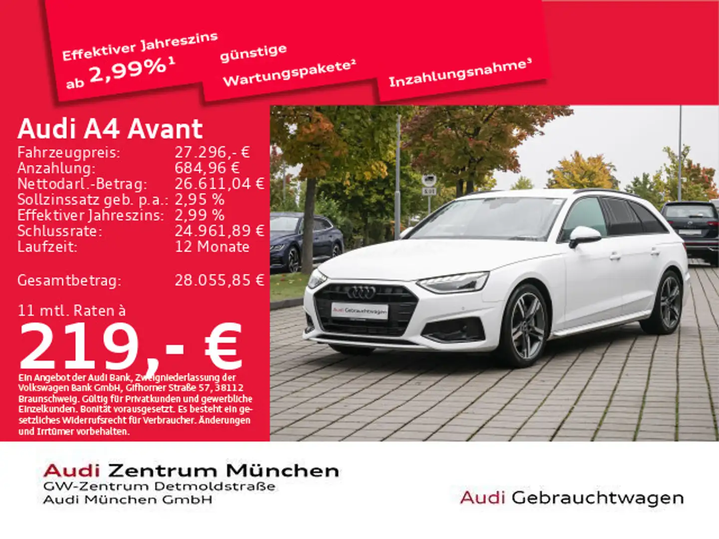 Audi A4 40 TFSI S tronic advanced Navi+ Weiß - 1