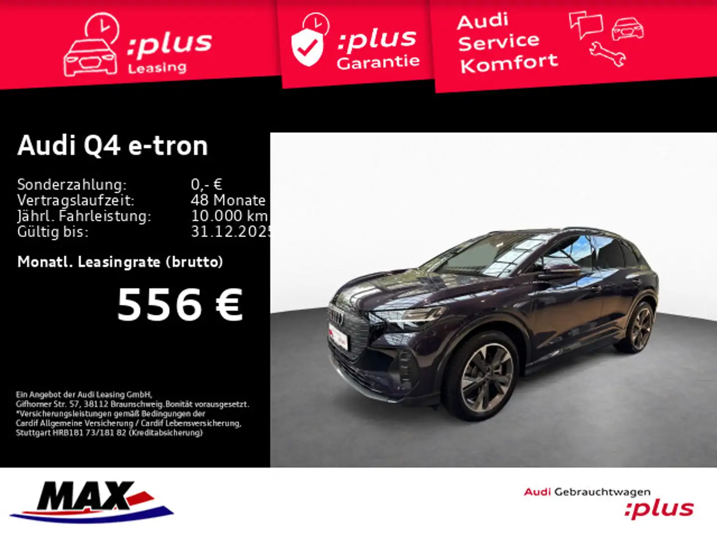 Audi Q4 e-tron 55 QUAT S LINE AHK+MATRIX+NAV+PANO+HUD Violett - 1
