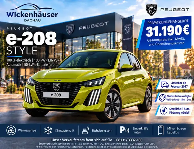 Peugeot e-208 Style Klima+Sitzheizung+Einparkhilfe