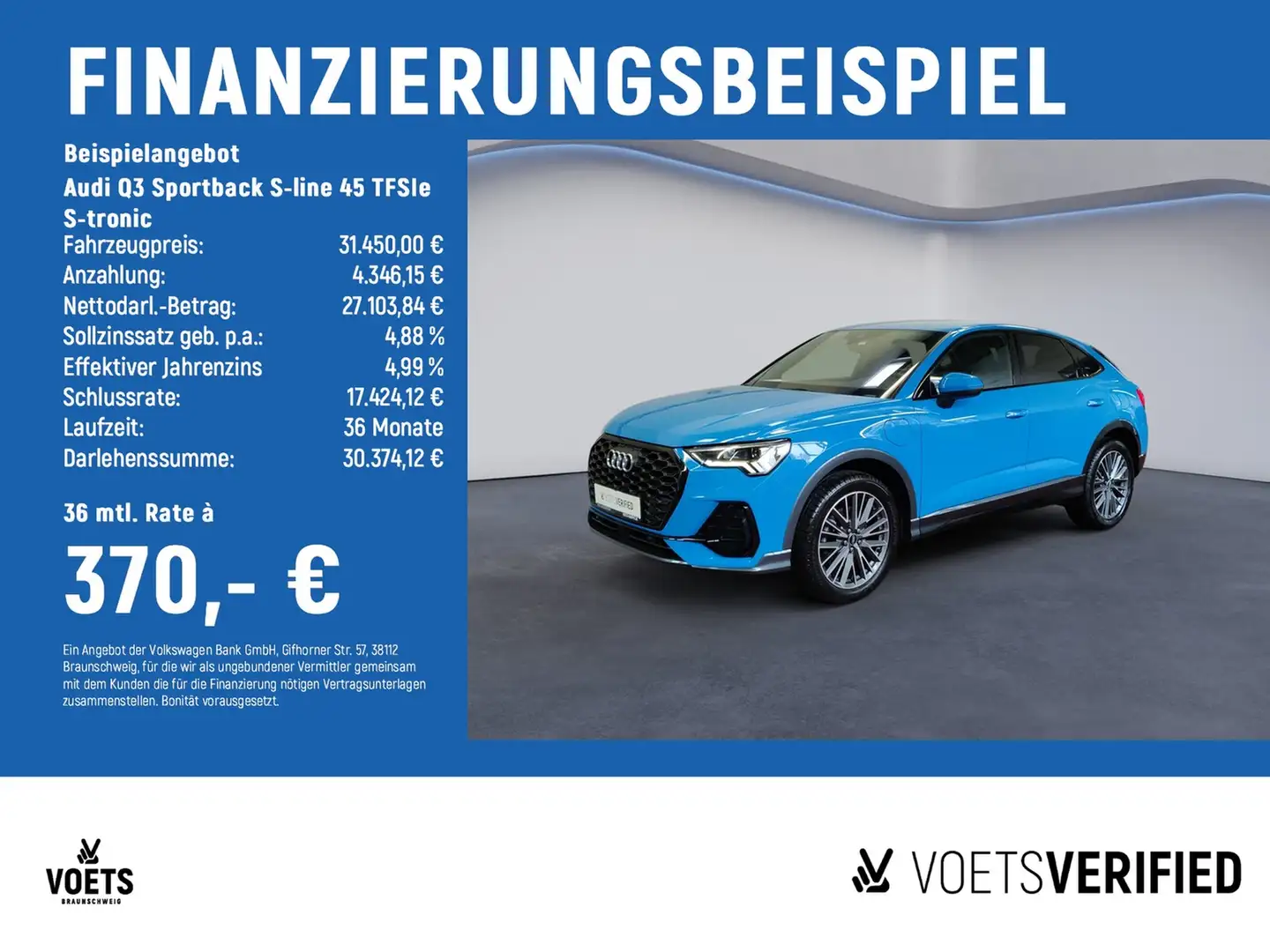 Audi Q3 Sportback S-line 45 TFSIe S-tronic LED+SHZ+PDC Blauw - 2