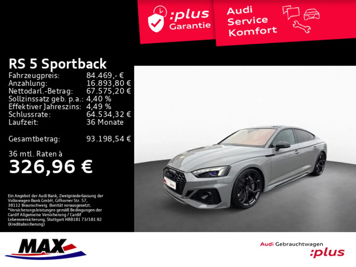 Audi RS5 RS5 Sportback QUATT PERFORMANCE 300KM/H+MATRIX++ Grau - 1