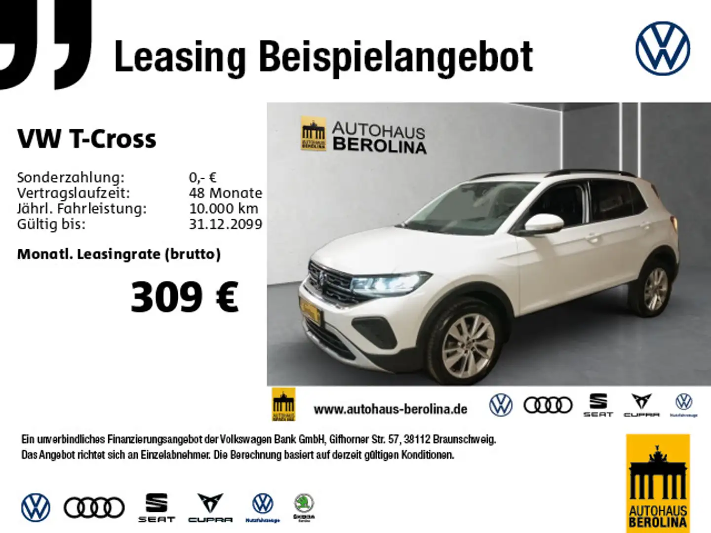 Volkswagen T-Cross 1.5 TSI Life DSG *PDC*R-CAM*LED*SHZ* Weiß - 1