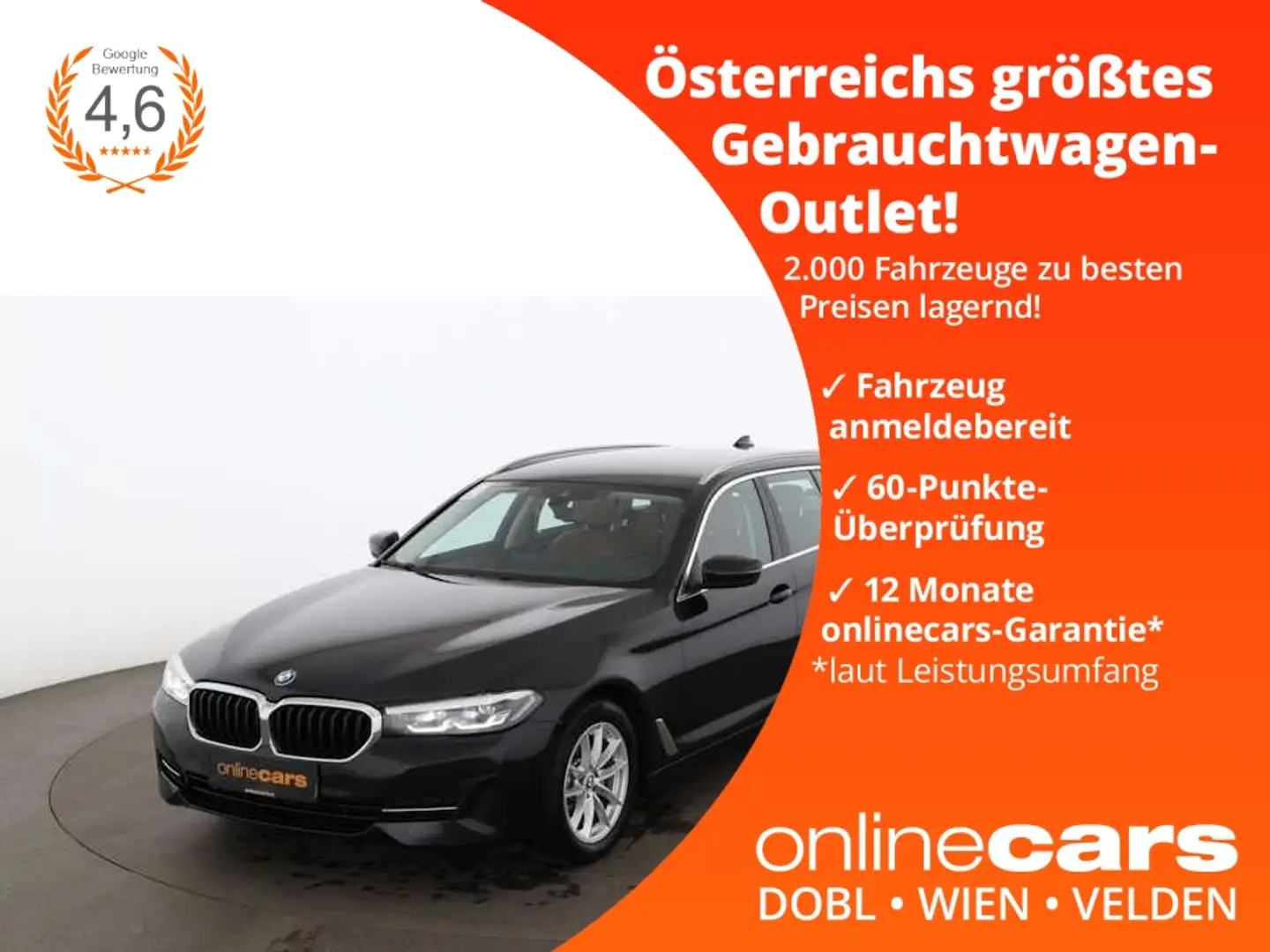 BMW 520 d Touring Aut LED AHK NAVI ASSIST R-CAM PDC Schwarz - 1