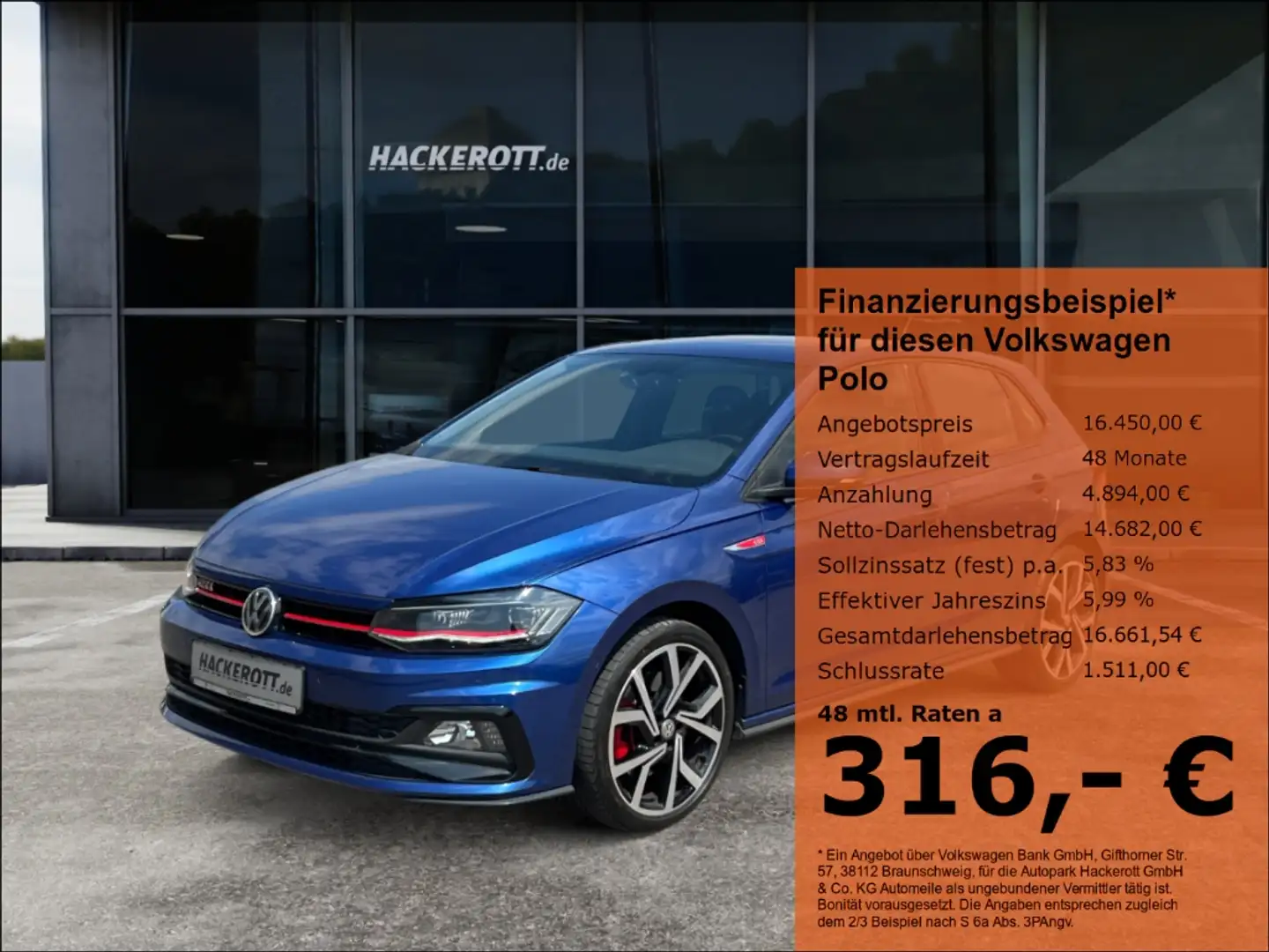 Volkswagen Polo GTI 2.0TSI DSG Led Navi Rückfahrkam. Sitzhzg. Blau - 1