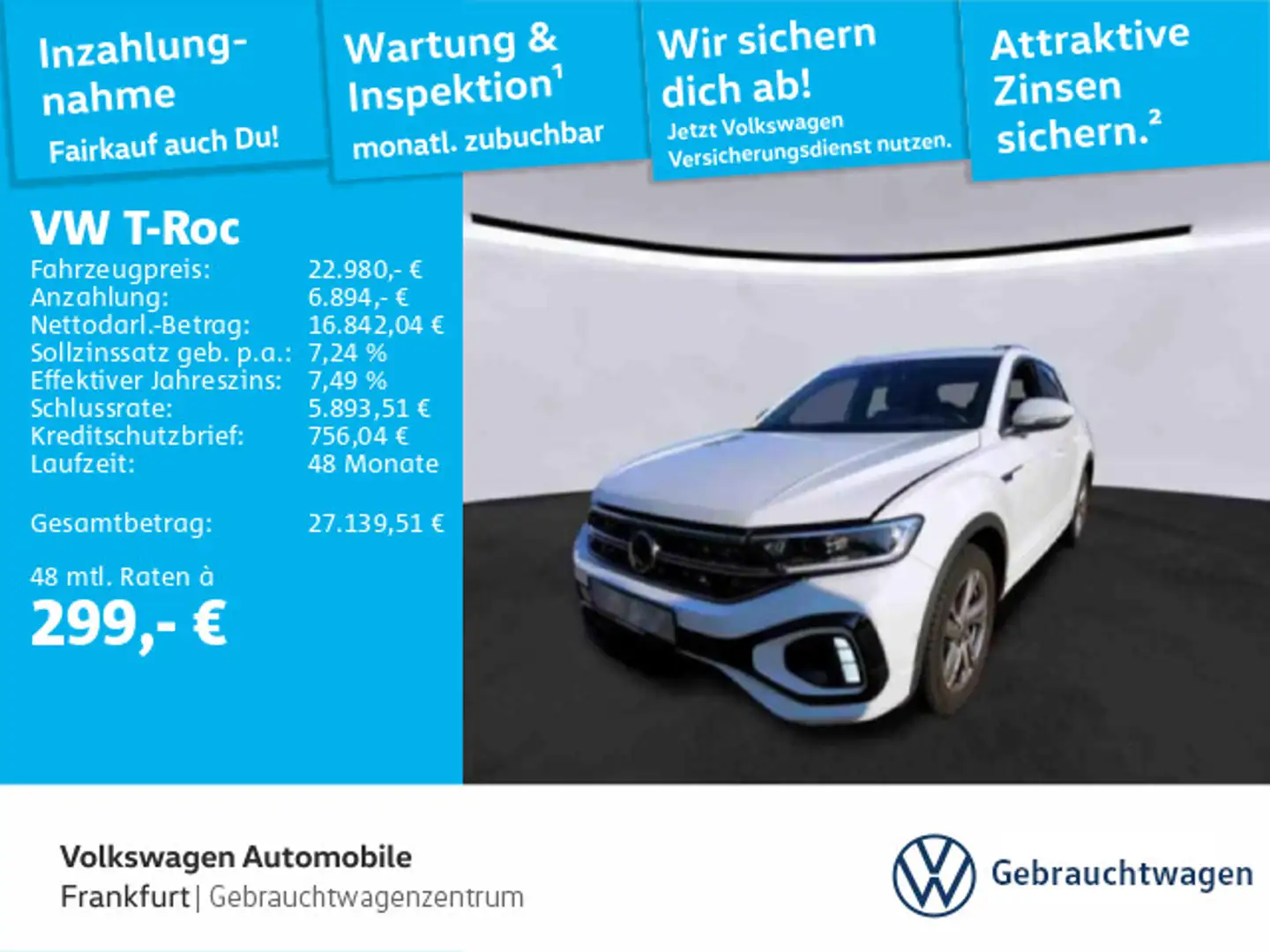 Volkswagen T-Roc 1.0 TSI R-Line ACC LaneAssist LED-Plus-Sch Weiß - 1