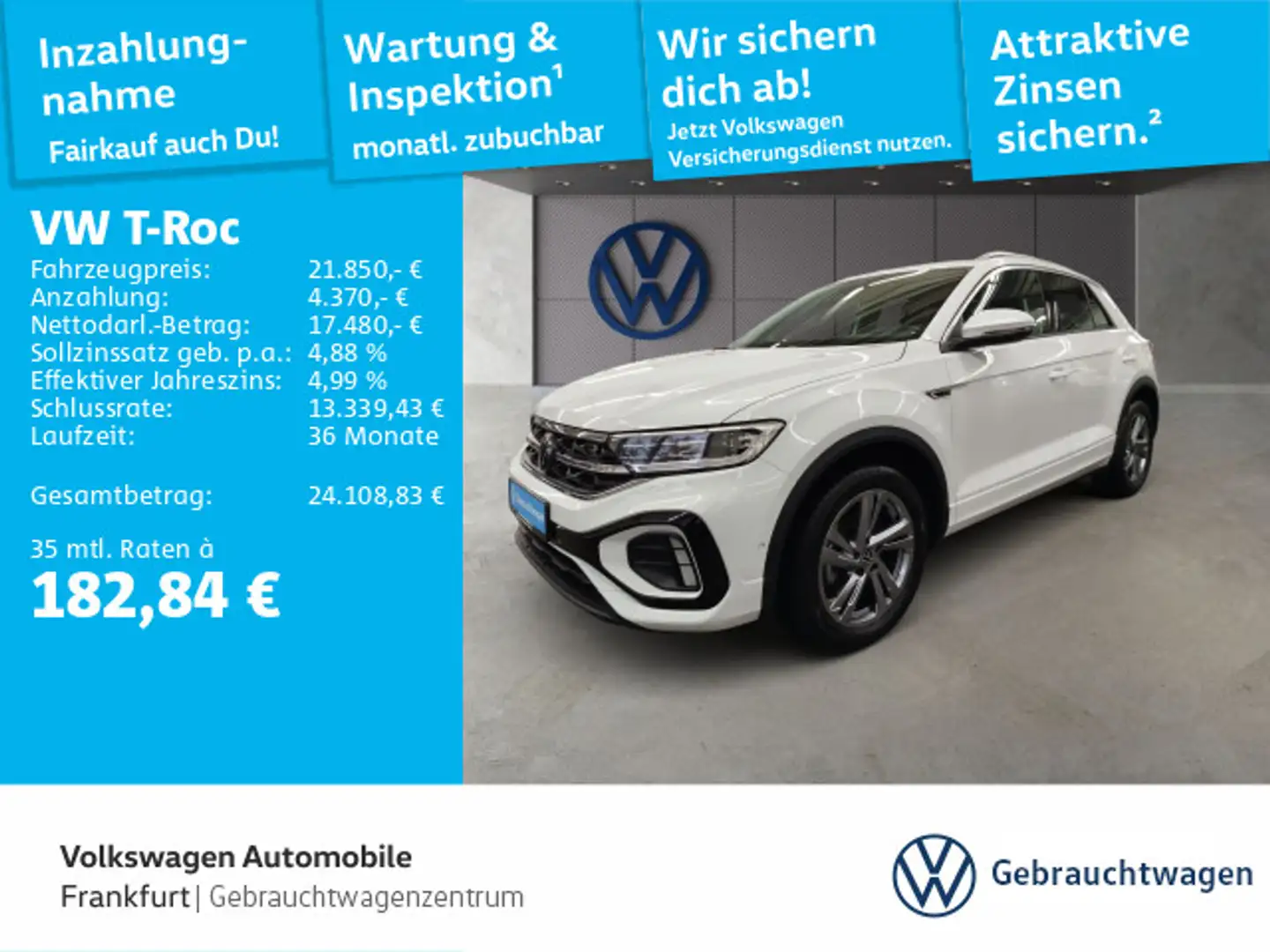 Volkswagen T-Roc 1.0 TSI R-Line ACC LaneAssist LED-Plus-Sch Weiß - 1