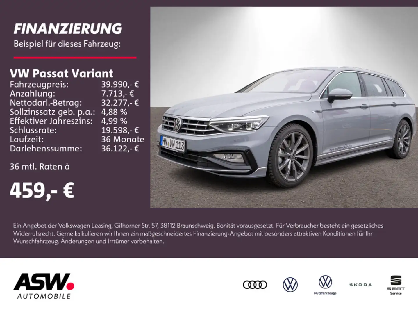 Volkswagen Passat Variant R-Line 2.0TDI DSG LED NAVI AHK VC Grau - 1