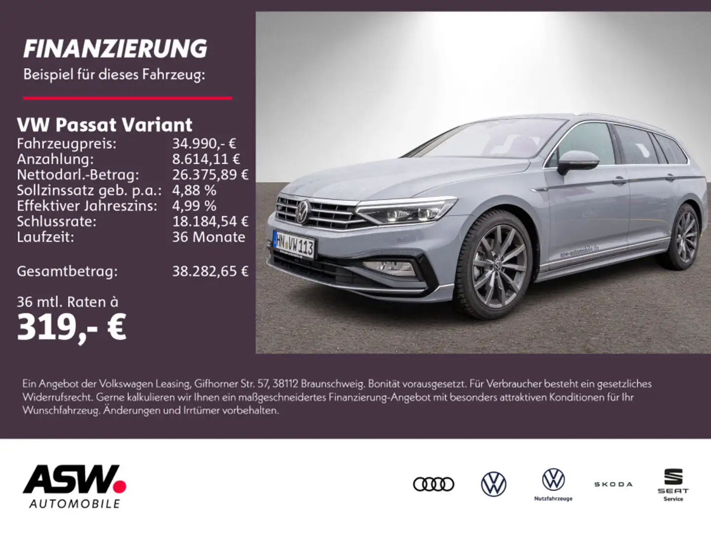 Volkswagen Passat Variant R-Line 2.0TDI DSG LED NAVI AHK VC Gris - 1