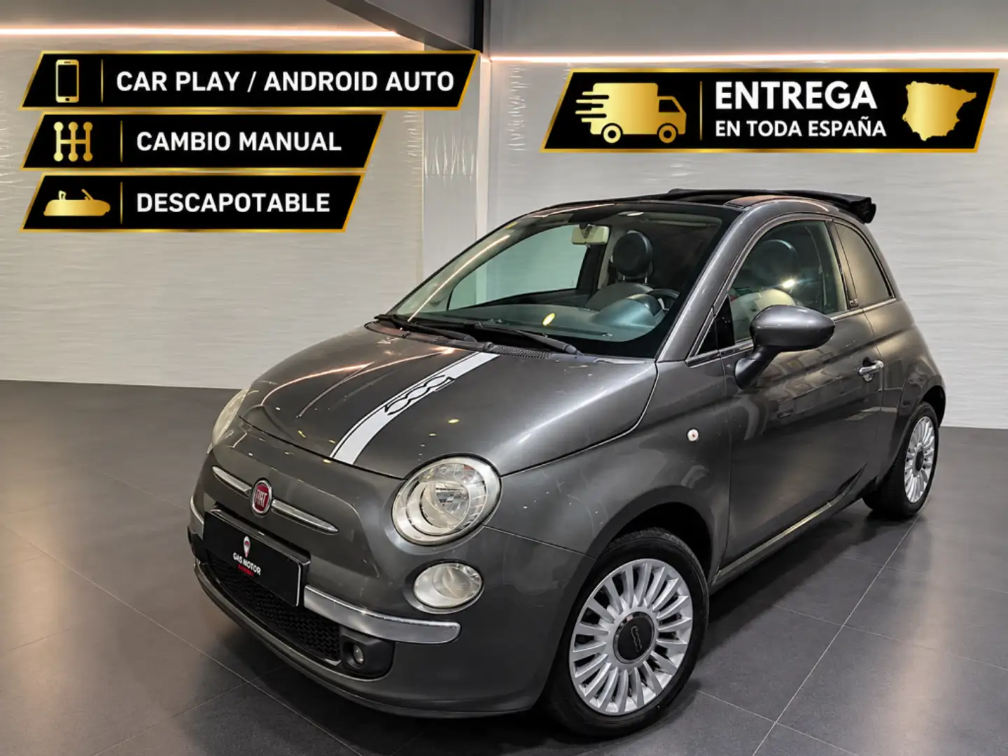 Fiat 500C 1.2 Lounge Gris - 1