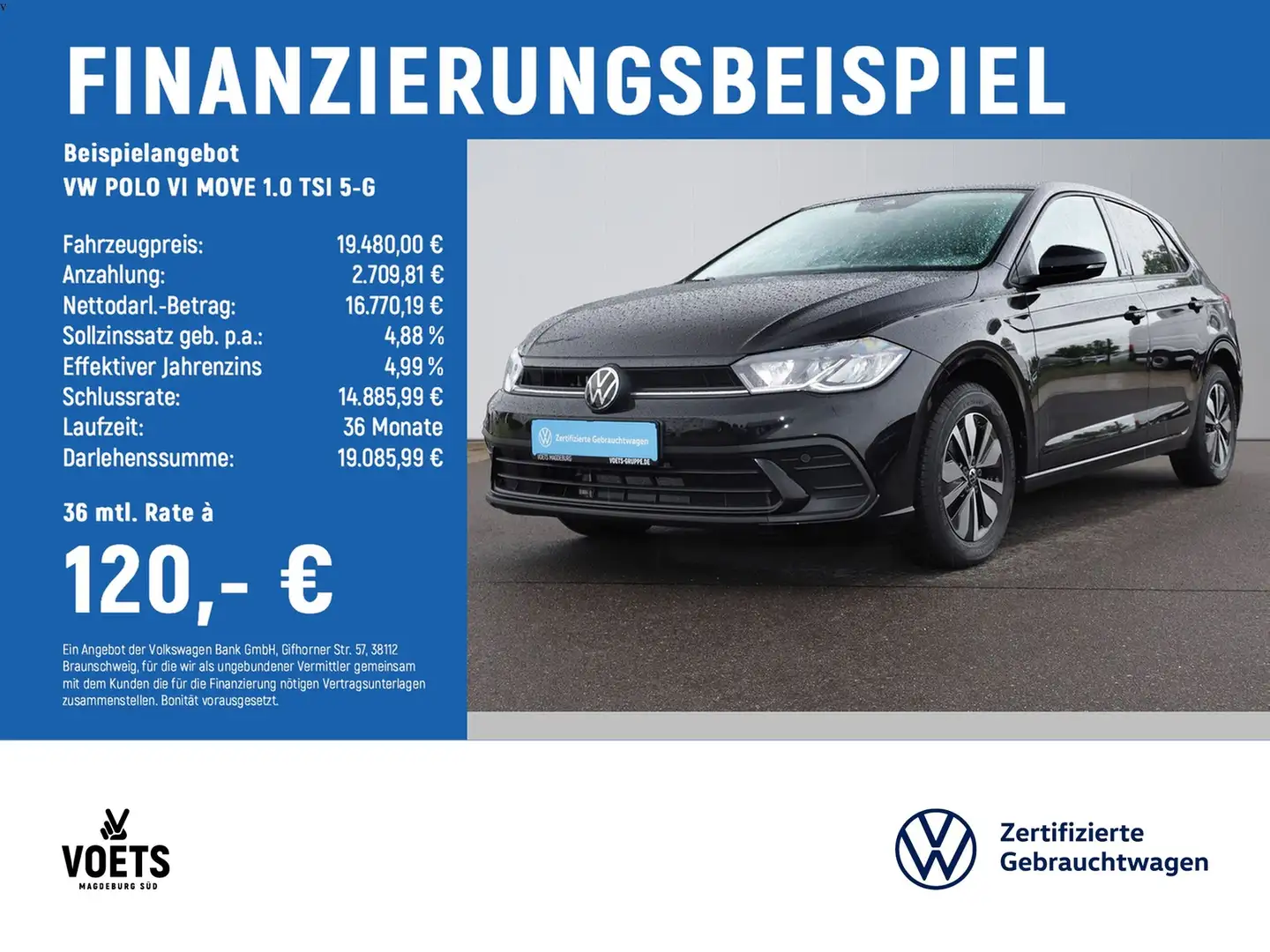 Volkswagen Polo VI MOVE 1.0 TSI 5-G LED+NAVI+IQ.DRIVE-PAKET Noir - 2