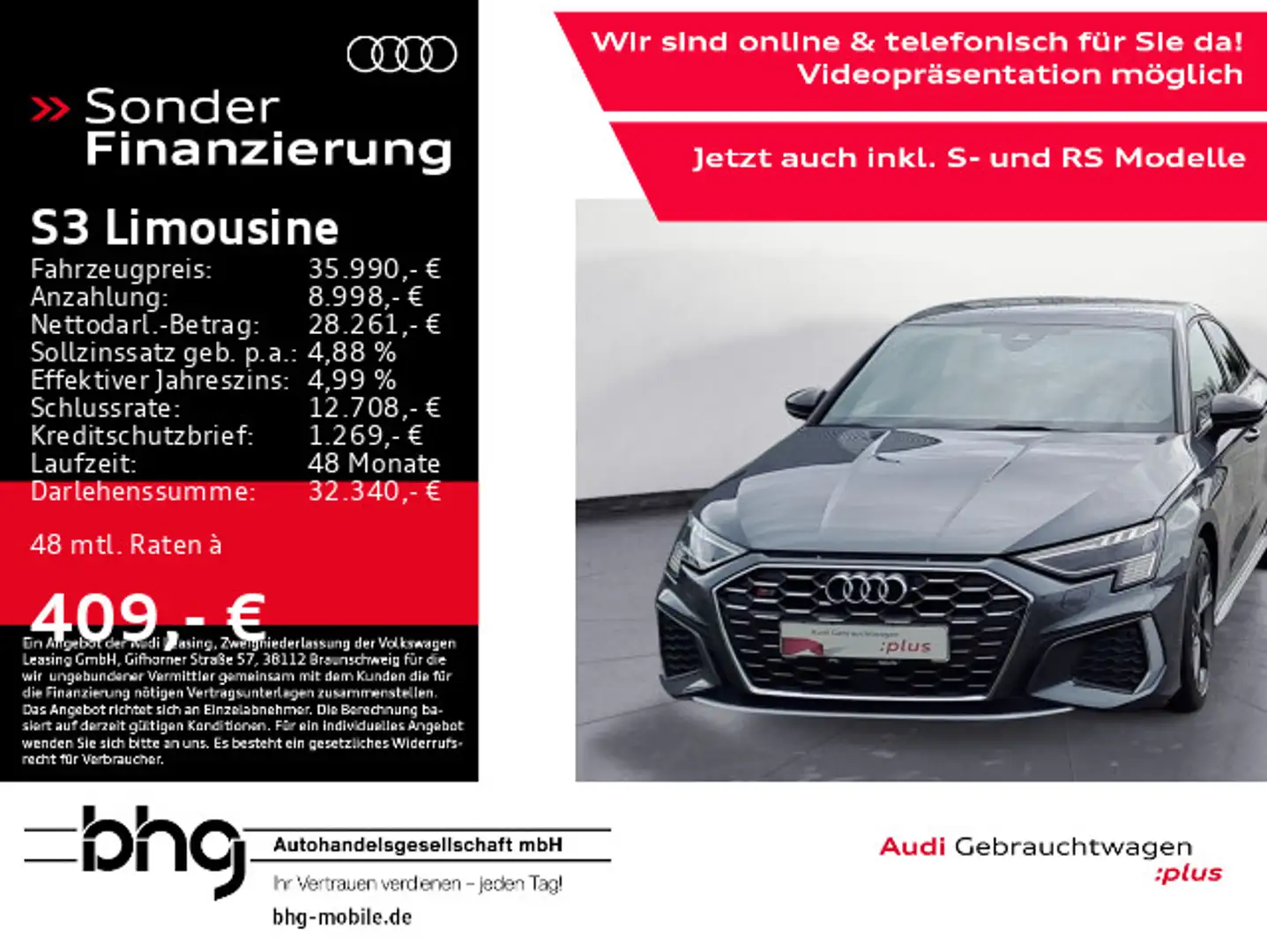 Audi S3 TFSI quattro S tronic MatrixLED HUD Grigio - 1