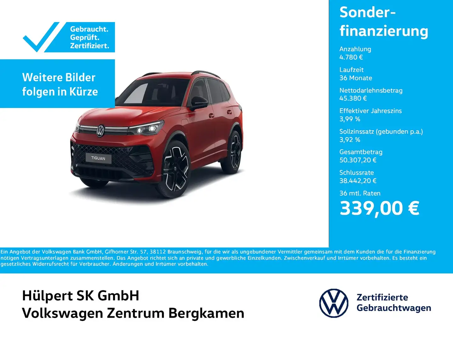 Volkswagen Tiguan 1.5 HYBRID R-LINE NEUES MODELL LEDER LM20 Rot - 1