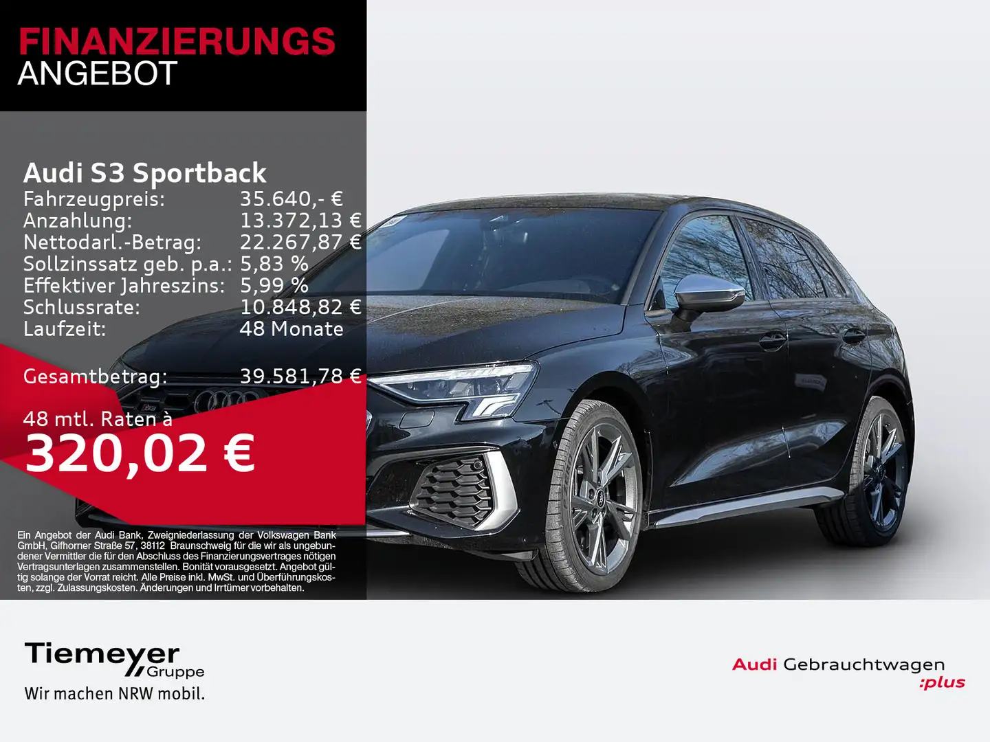 Audi S3 2.0 TFSI Q NAVI VIRTUAL PRIVACY Schwarz - 1