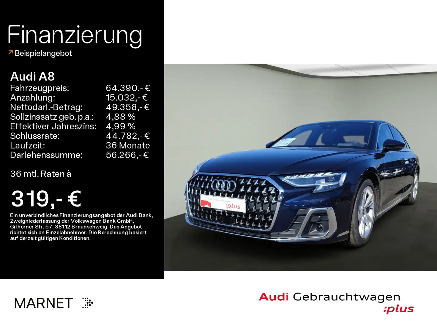 Audi A8 50 TDI quattro*Navi*Matrix*B&O*HUD*PDC*Pano*V Bleu - 1