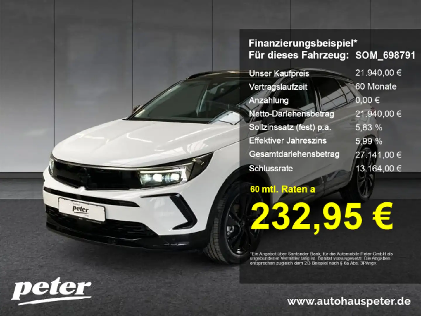 Opel Grandland Grandland 1.2 Turbo GS Line Klimaautomatik Alcanta Weiß - 1