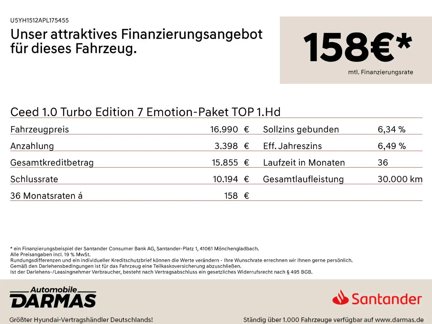 Kia Ceed / cee'd Ceed 1.0 Turbo Edition 7 Emotion-Paket TOP 1.Hd Zwart - 2