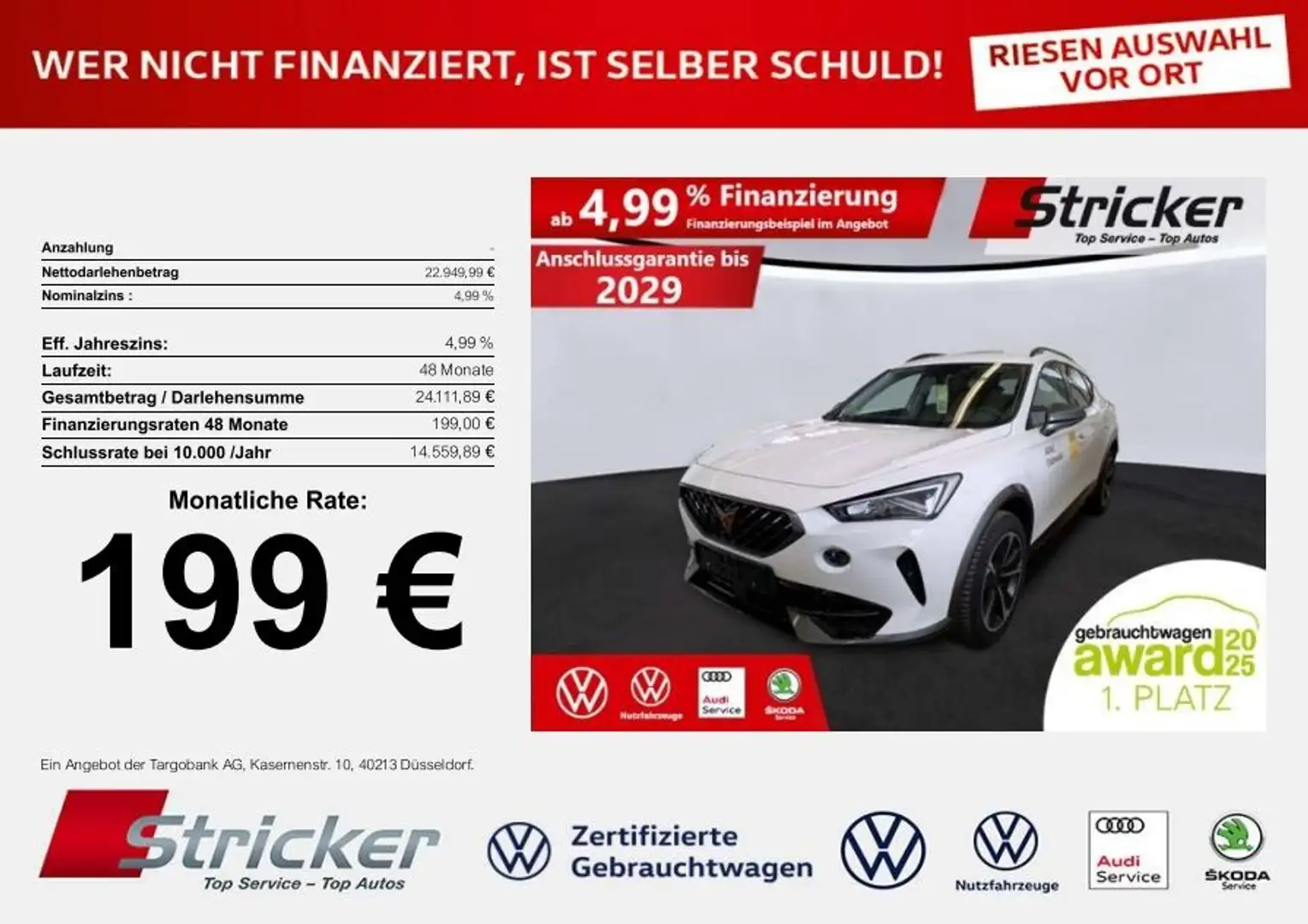 CUPRA Formentor 1.5TSI 199,-ohne Anzahlung Navi AHK Sitzheizung Weiß - 1