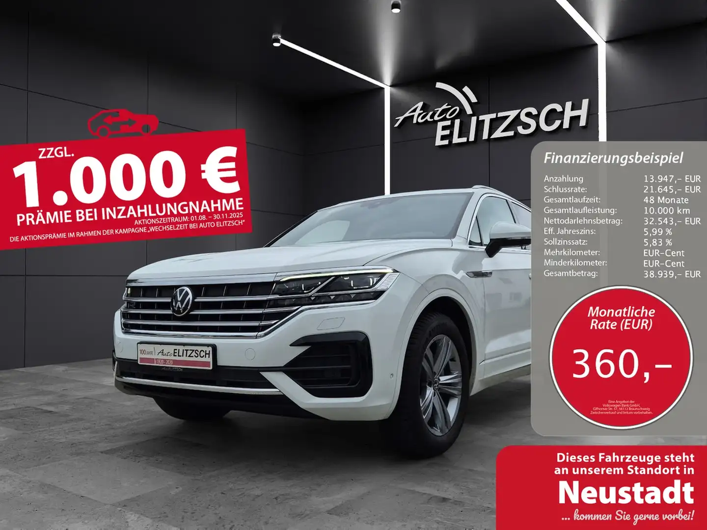 Volkswagen Touareg TDI R-Line 4M Matrix Luft Navi Pano Leder AID A... Weiß - 1